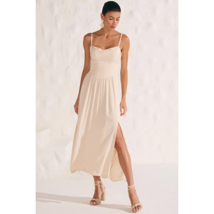 Vestido Maxi Midi em Blend de Viscose Linzzi